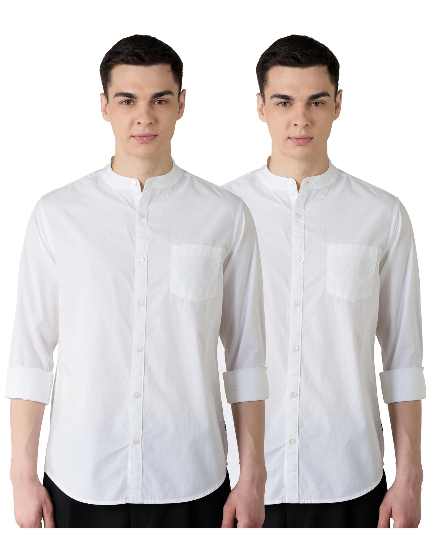 Men's Cotton Shirt | Chinese Collar | Casual | Plain | Full Sleeve | Summer - Regular Fit (Available in Plus Sizes)
