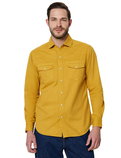 Symbol Premium Men's Washed Cotton Twill Casual Shirt - Regular Fit | Pure Cotton (Available in Plus Sizes)