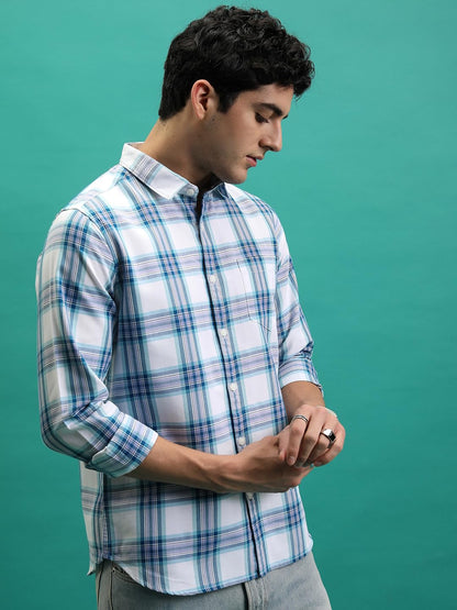 Men's Slim Fit Check Shirt | Full Sleeves | Spread Collar | Casual Shirts for Men