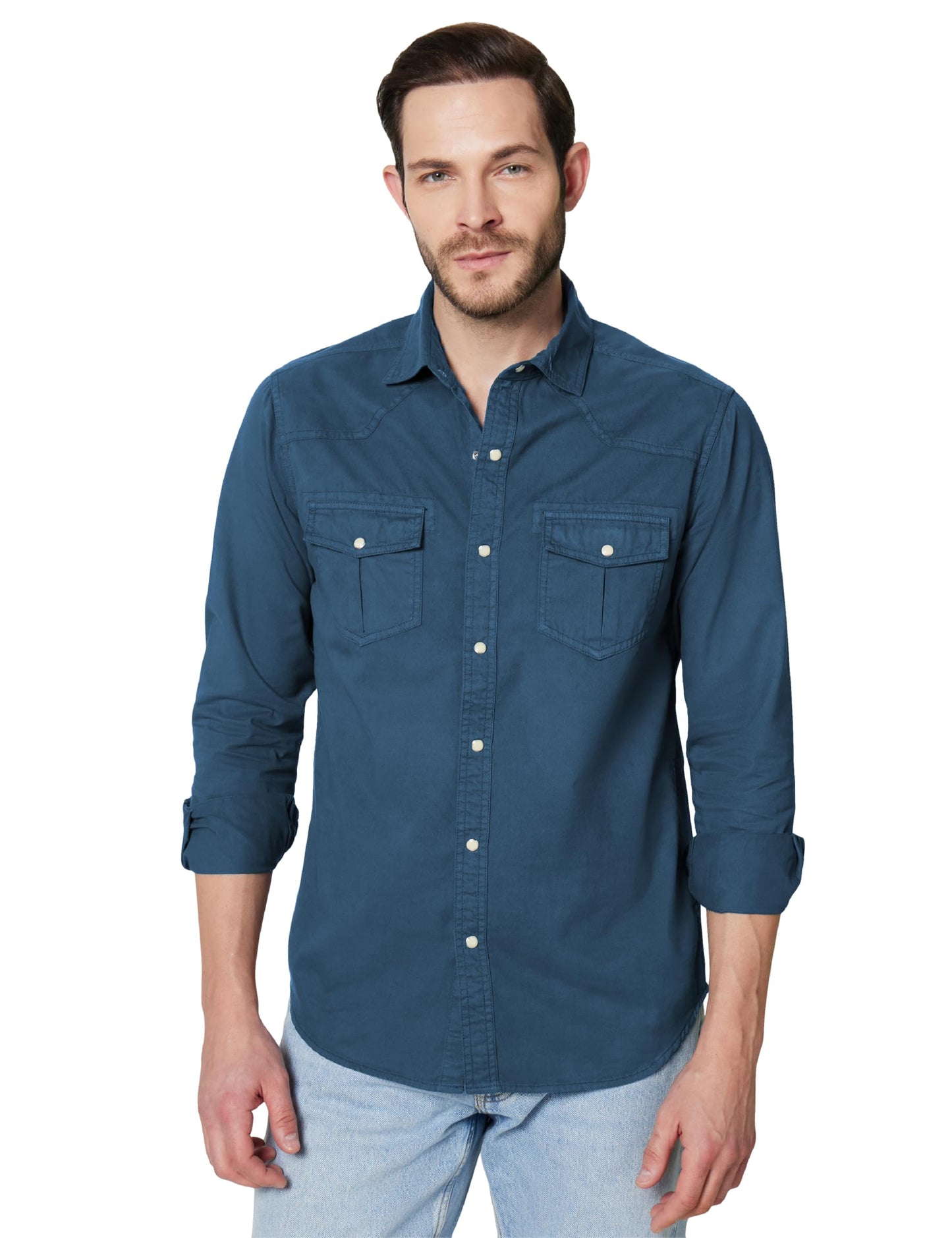 Symbol Premium Men's Washed Cotton Twill Casual Shirt - Regular Fit | Pure Cotton (Available in Plus Sizes)