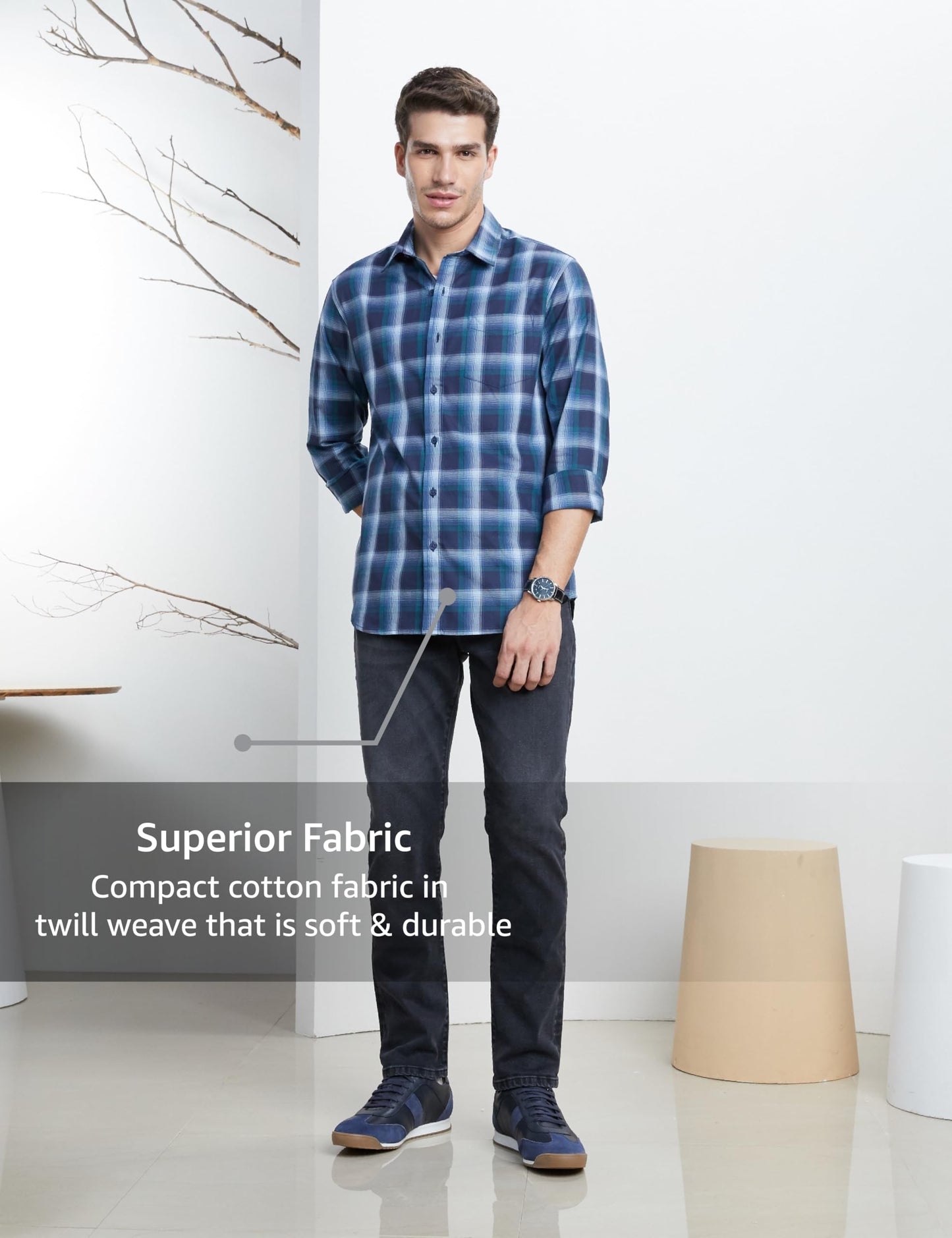 Men's Checkered Casual Shirt - Regular Fit | Full Sleeve | Pure Cotton (Available in Plus Sizes)