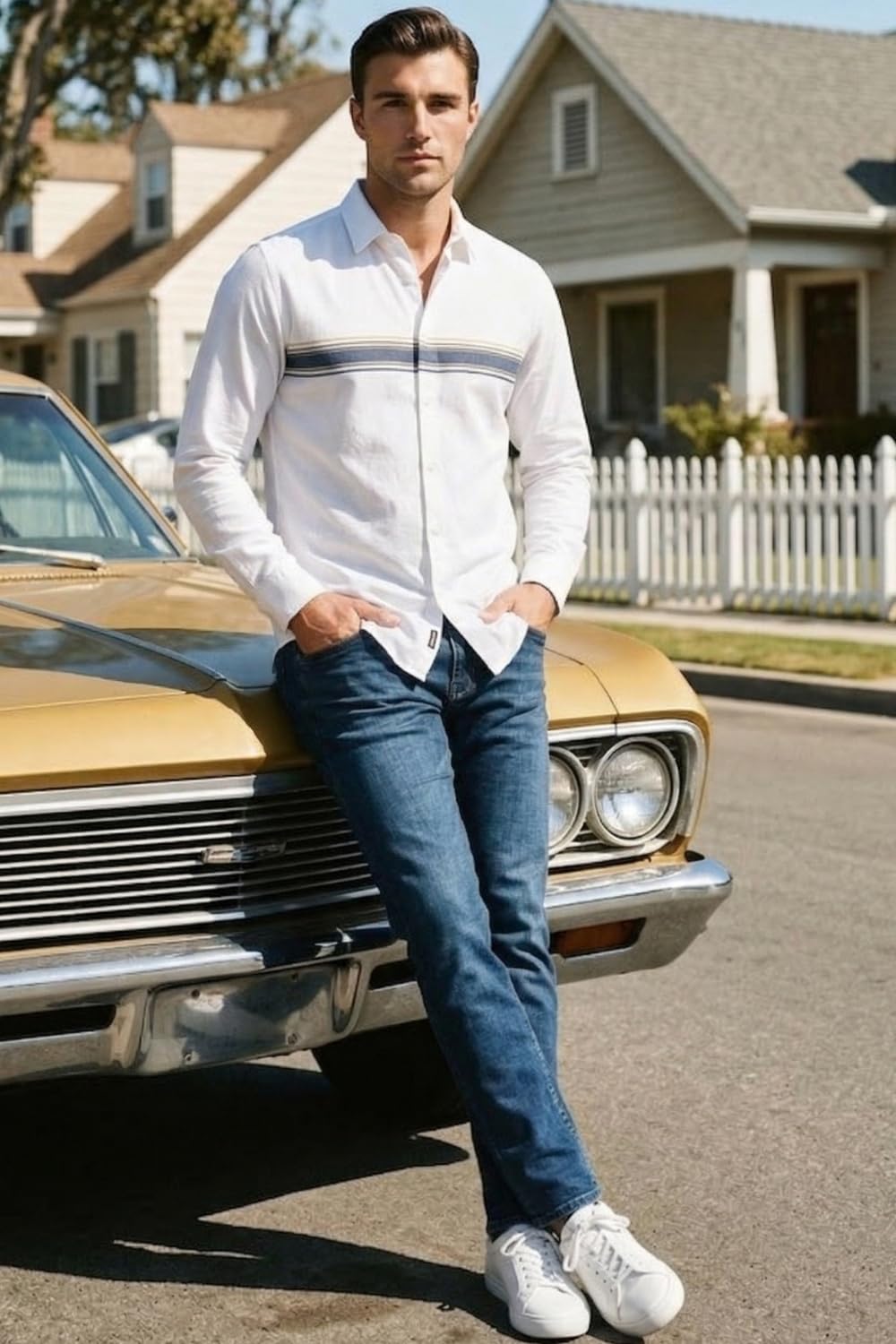 Men's Slim Fit Made Using BCI Cotton, Brushed Twill, Soft Fabric Full Sleeve Engineered Stripe Casual Shirt