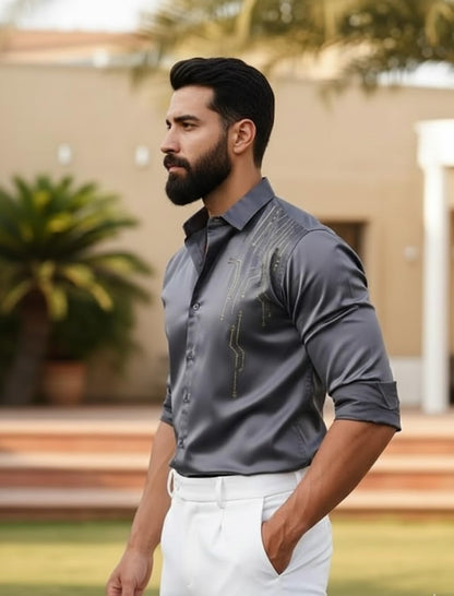 Men’s Stylish Satin Shirt for Party, Formal, Daily and Casual Wear Full Sleeve Shirt for Men