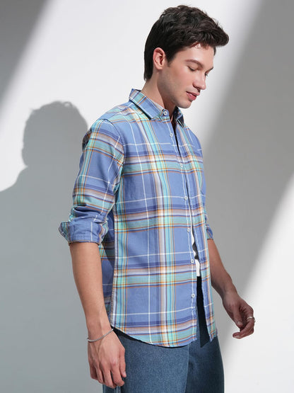 Men's Slim Fit Check Shirt | Long Sleeves | Regular Collar | Casual Shirts for Men