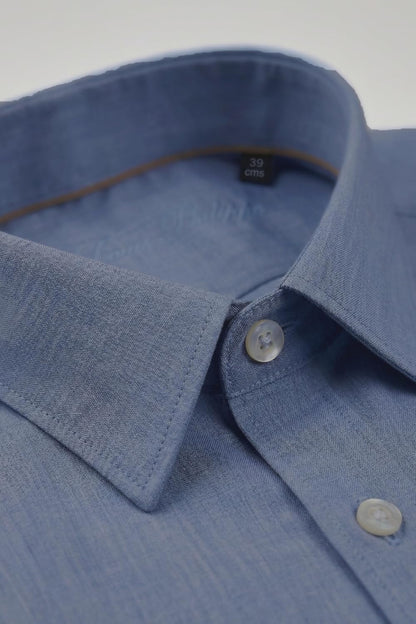 Men's Slim Fit Melange Look All Day Comfort with Stretch Full Sleeve Solid Fashion Formal Shirt