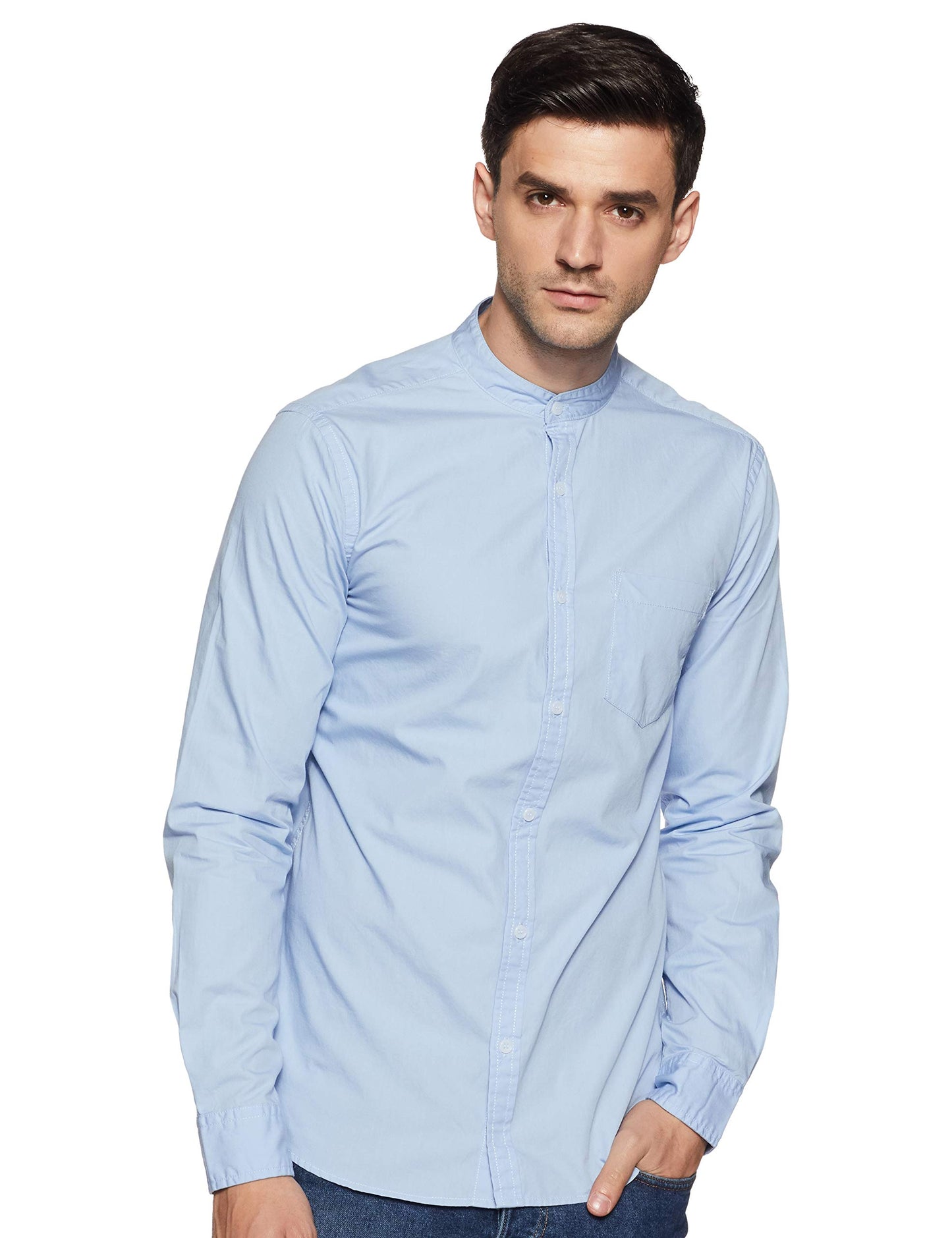 Men's Cotton Shirt | Chinese Collar | Casual | Plain | Full Sleeve | Summer - Regular Fit (Available in Plus Sizes)