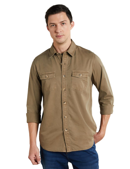 Symbol Premium Men's Washed Cotton Twill Casual Shirt - Regular Fit | Pure Cotton (Available in Plus Sizes)