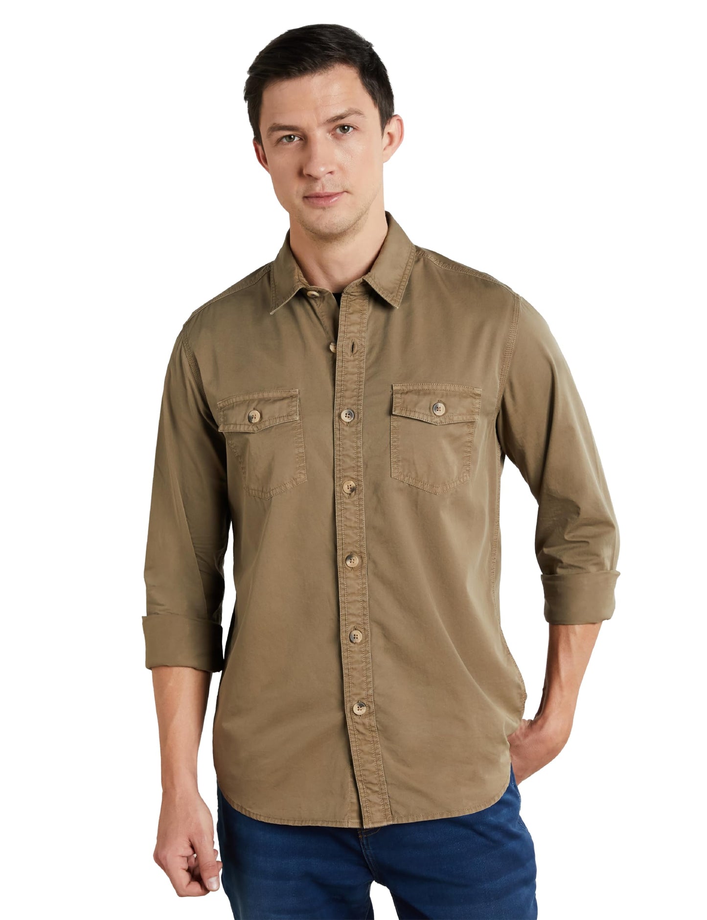 Symbol Premium Men's Washed Cotton Twill Casual Shirt - Regular Fit | Pure Cotton (Available in Plus Sizes)