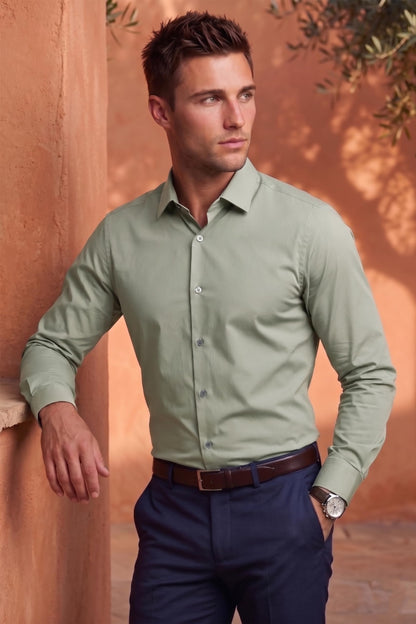 Louis Philippe Men’s Slim Fit Bamboo Blend Sustainable Stretch Young Formal Shirt