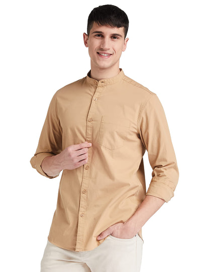 Men's Cotton Shirt | Chinese Collar | Casual | Plain | Full Sleeve | Summer - Regular Fit (Available in Plus Sizes)