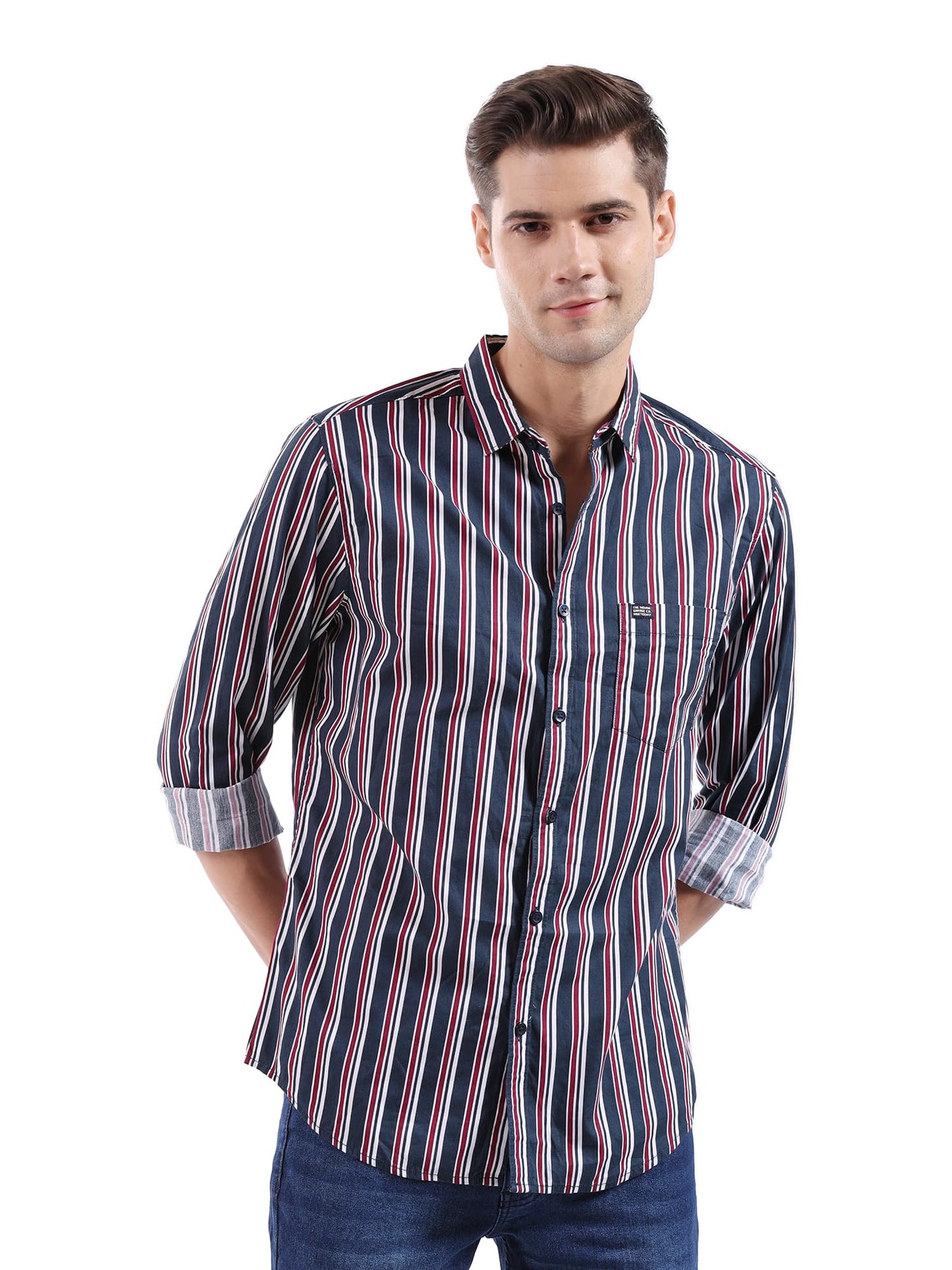Men Slim Fit Checkered Full Sleeves Spread Collar Casual Shirt