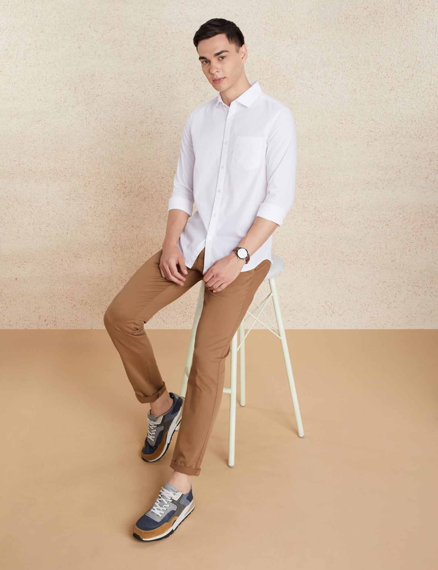 Men's Solid Slim Fit Cotton Casual Shirt | Plain | Full Sleeve | Summer (Available in Plus Sizes)