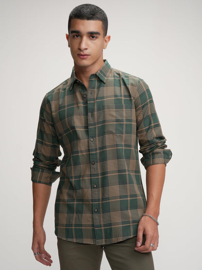 Men's Slim Fit Checks Shirt | Long Sleeves | Regular Collar | Casual Shirts for Men