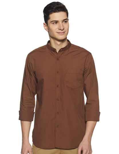 Men's Cotton Shirt | Chinese Collar | Casual | Plain | Full Sleeve | Summer - Regular Fit (Available in Plus Sizes)