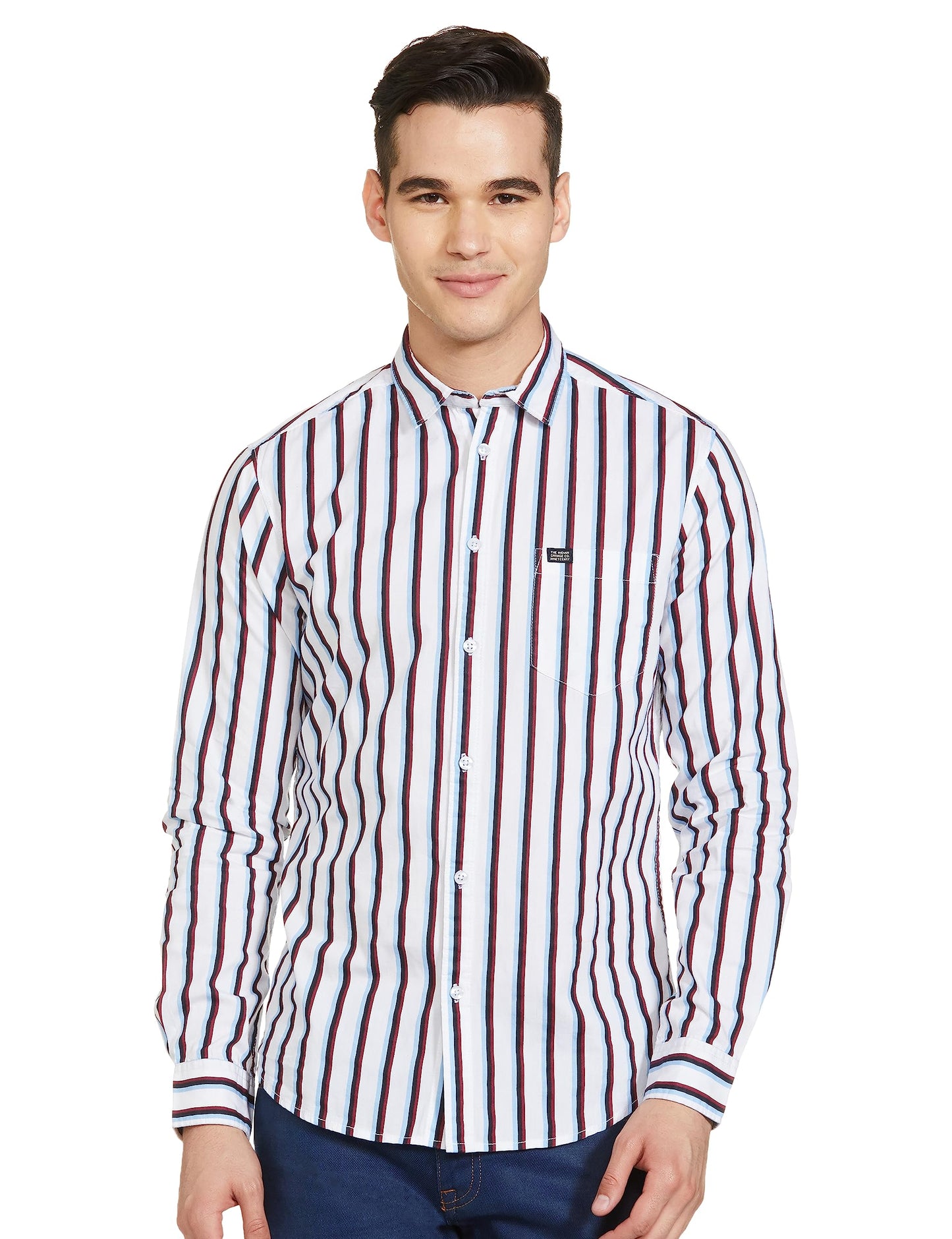 Men Slim Fit Checkered Full Sleeves Spread Collar Casual Shirt
