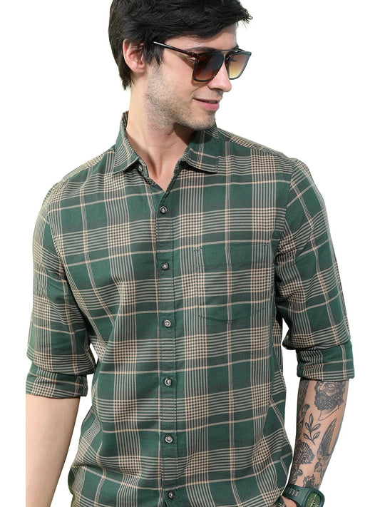 Men's Slim Fit Checks Shirt | Long Sleeves | Regular Collar | Casual Shirts for Men