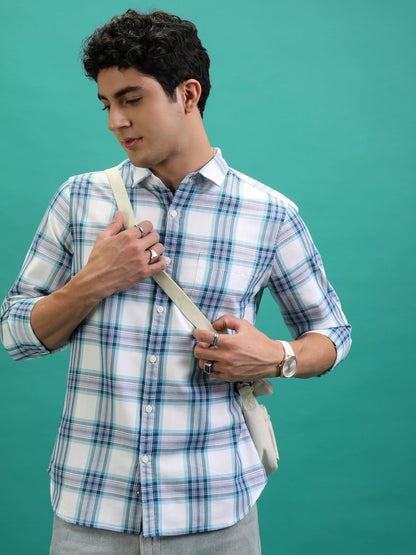 Men's Slim Fit Check Shirt | Full Sleeves | Spread Collar | Casual Shirts for Men