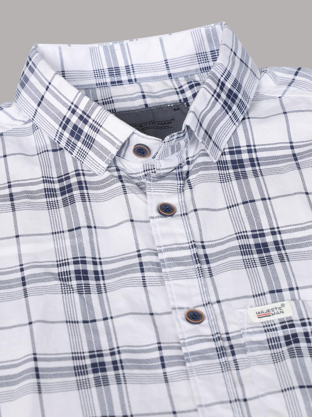 Man Stylish Slim Fit Cotton Spread Collar Checked Casual Shirt