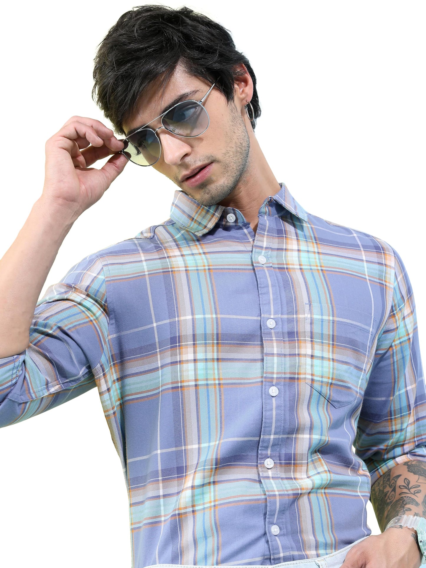 Men's Slim Fit Check Shirt | Long Sleeves | Regular Collar | Casual Shirts for Men