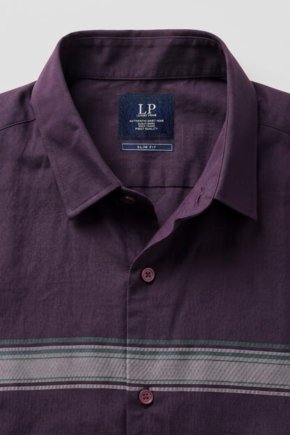 Men's Slim Fit Made Using BCI Cotton, Brushed Twill, Soft Fabric Full Sleeve Engineered Stripe Casual Shirt