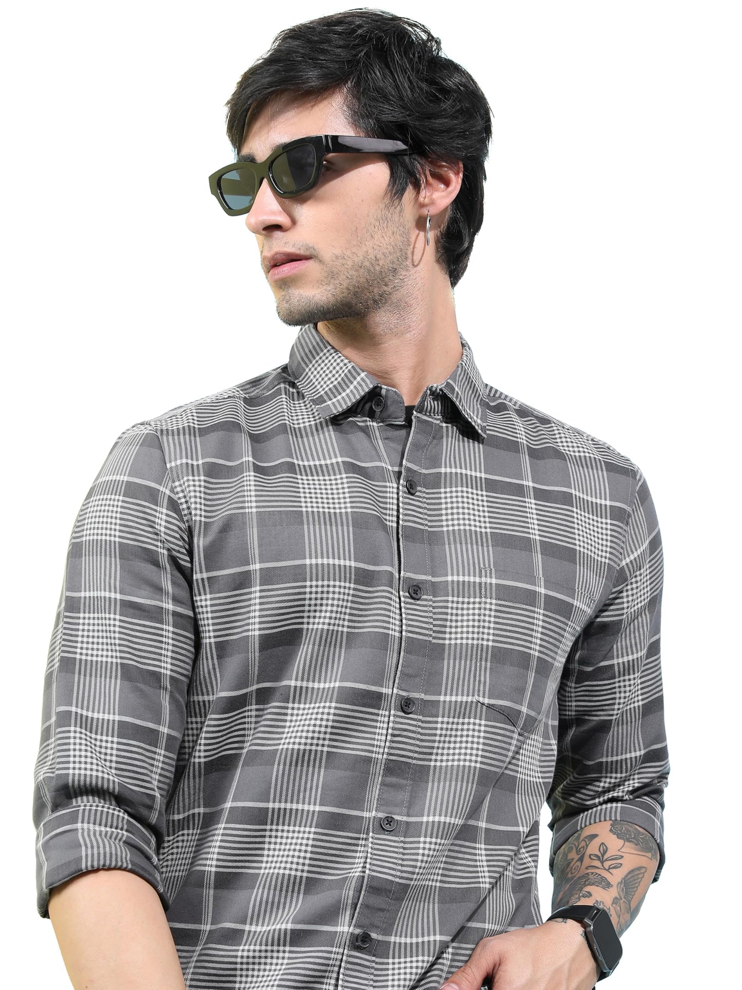 Men's Slim Fit Checks Shirt | Long Sleeves | Regular Collar | Casual Shirts for Men
