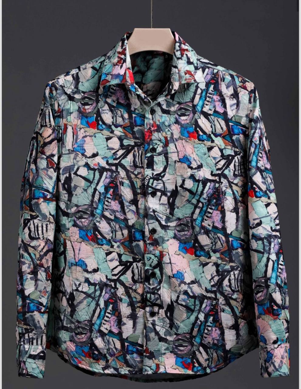 Men's Premium Abstract Printed Casual Shirt – Full Sleeve Button Down